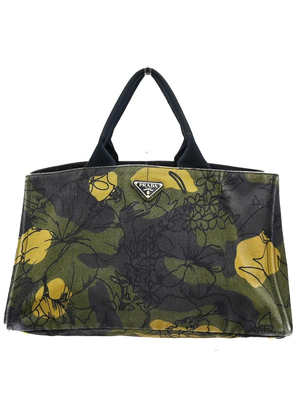 Prada Plate Logo Canapa Hand Bag Canvas #248889P40B